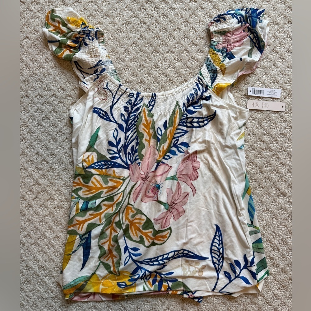 NWT Soma Cool Nights smocked ruffle Pajama Cami tank size XS Lemon Squeeze Ivory - Picture 10 of 12
